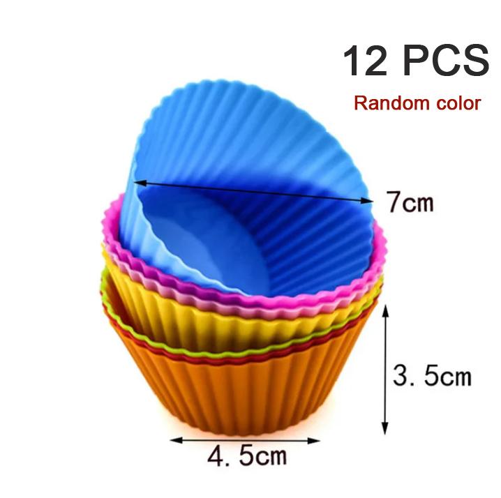 6/12PCS Silicone Muffin Molds Cup Cake Mold Round Cake DIY Baking Molds High Temperature Resistance Kitchen Baking Accessories