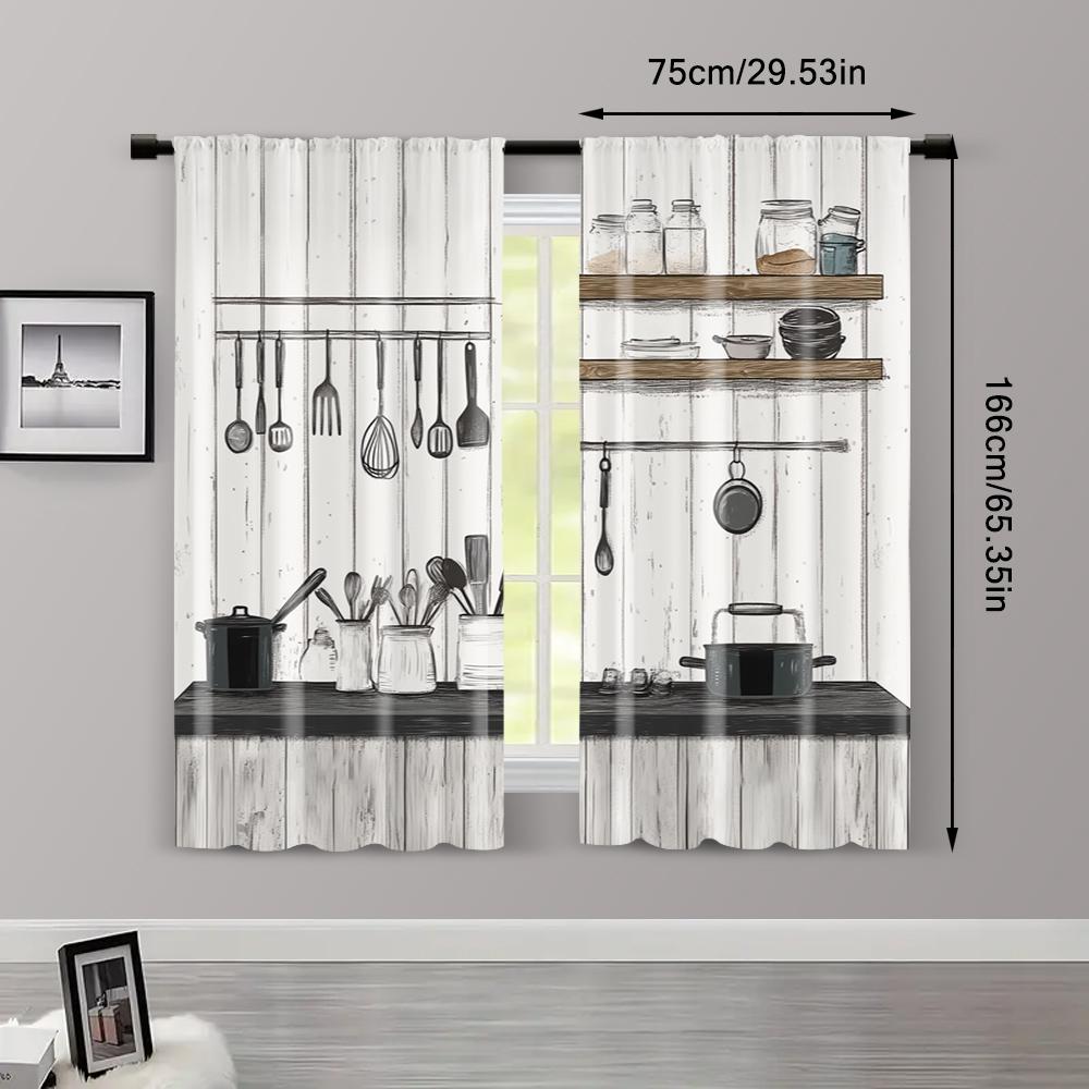 2 Stück, Vorhänge&Fensterdekoration 2D-Druck Küchenregeln Bauernhof Maschinenwaschbarer Stoff (ohne Stange) Dekorationen Für Zuhause Perfekt