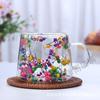Double Wall Glass Cup with Dried Flower and Petal Design - Clear Tea Coffee Mug for Home Gift