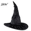 Festival Party Headwear Halloween Witch Wizard Hat, Adult Kids Cosplay Cone Hat with Spider Pointed Web Star Decor, Gothic Costume Prop, Trick