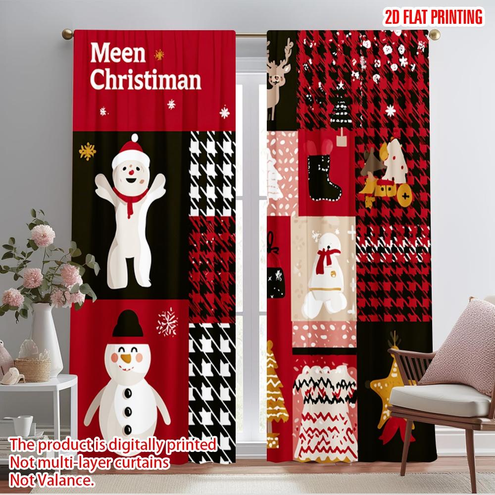 

2pcs,2D plane printing Curtains Roller Blinds Christmas elements Polyester Fabric (without rod) Versatile All Use for Bedroom, 52.50×116.00 CM 2pcs