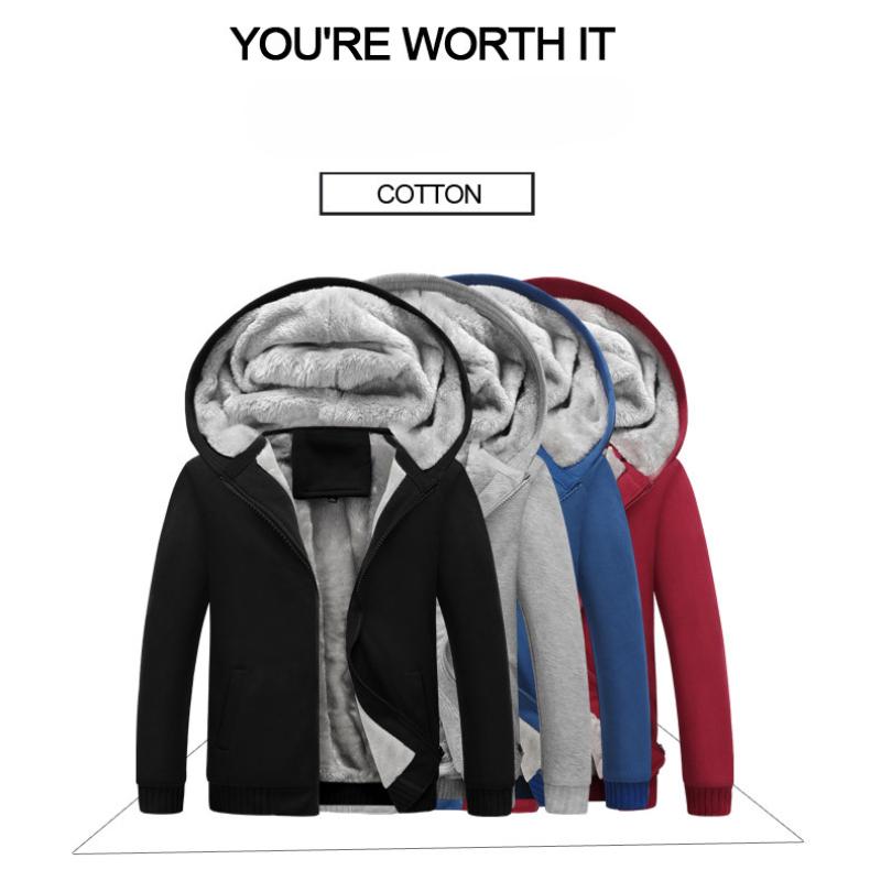 Plus abrigo de terciopelo para hombre con capucha de manga larga con cremallera acolchado cálido suéter chaqueta masculina sudadera de invierno
