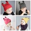 Tegneserie babyluer Katt strikket lue skjegg med ører Vintervarme luer til nyfødte Beanies Ull Jenter Gutter Luer Hekle