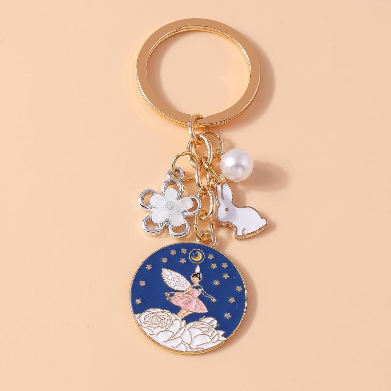Cute Enamel Astronaut Keychain Star Moon Key Rings Pendants for Key Holder Women Girls Handbag Pendants DIY Jewelry Gifts
