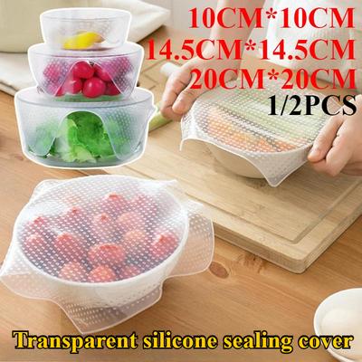 1/2PCS Silicone Reusable Food Storage Silicone Lids Plastic Wrap Food Microwave Splatter Cover Dishwasher Safe,BPA Free,Kitchen Tools