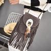 Bohemian Feather Tassel Shoulder Bag With Polyester Lining For Casual Outings