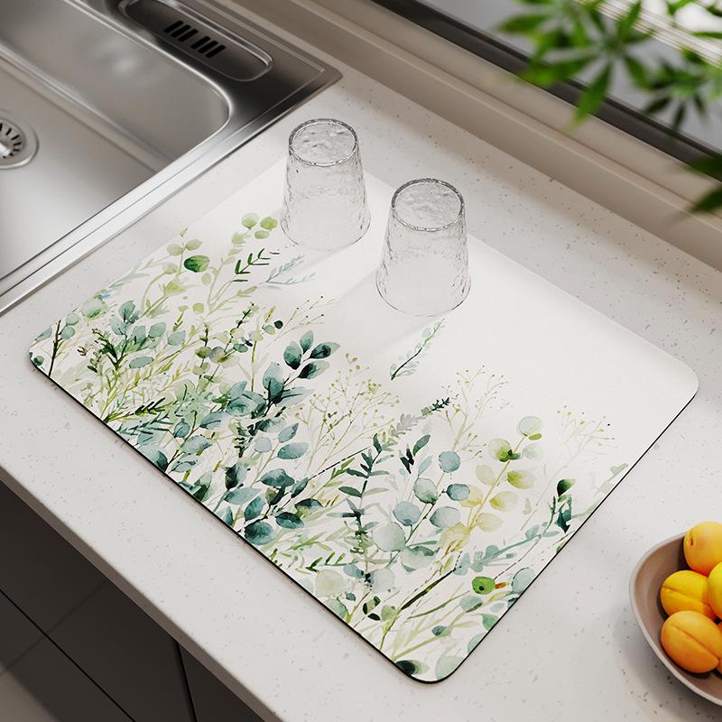 

Коврик для слива воды на кухонной столешнице, Абсорбирующий коврик из диатомовой грязи, Подставка для столовых приборов на столешницу, Подставка для чая, Коврик для сушки на барной стойке 50x60cm