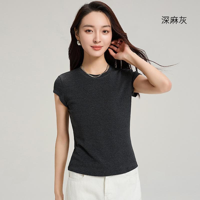 Tencel wool short-sleeved top is popular in women's summer, cool and bacteriostatic, with a small flying sleeve T-shirt inside.