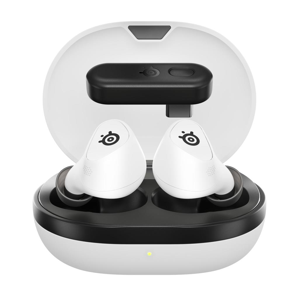 SteelSeries Arctis GameBuds White Gaming Wireless Earphones with EQ ANC and Noise Perfect for Monster Hunter Compatible with Switch and IP55 Dustproof