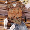 Summer V-neck 3D Flower Pattern Printed Top Fashionable Casual Short Sleeved Women's T-shirts
