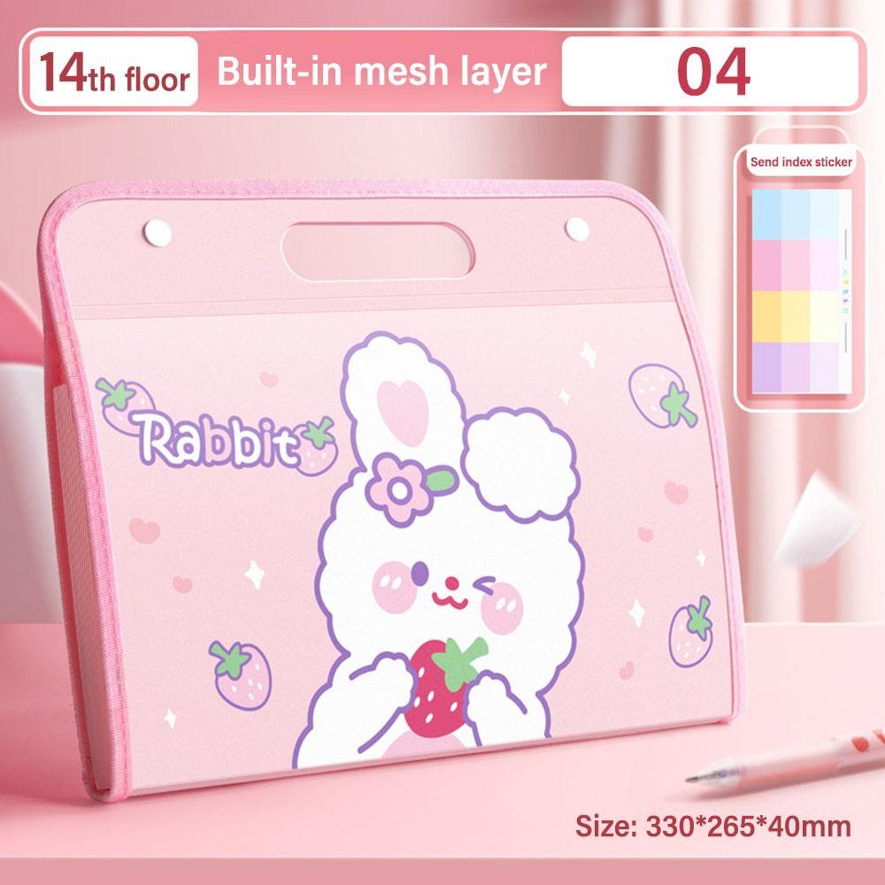 

Горизонтальна папка для зберігання тестових робіт 14 кишень Сумка для документів Мультяшна папка для файлів формату А4 04