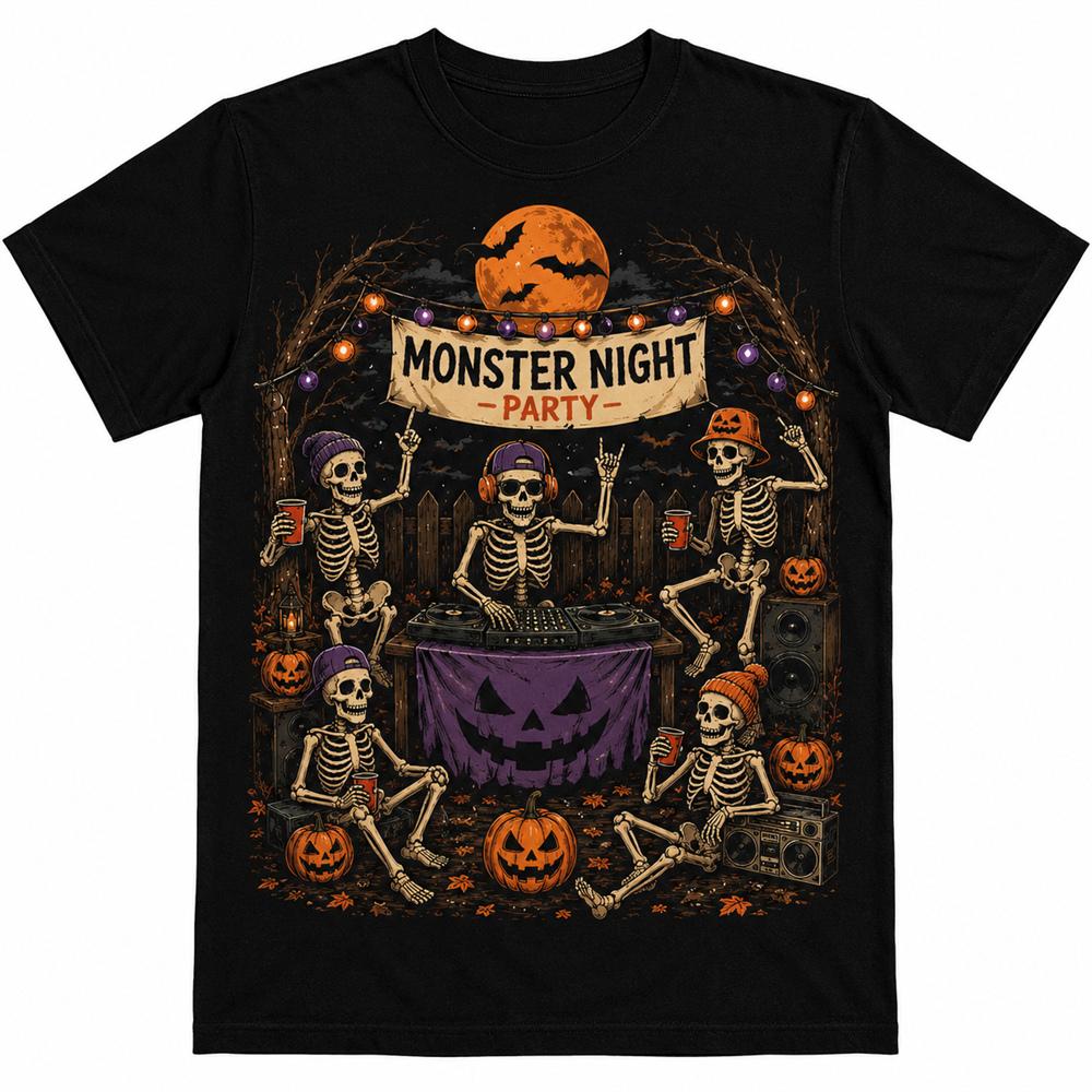 DJ Hip Hop Music And Skull Print Halloween T Shirts For Men Funny Party