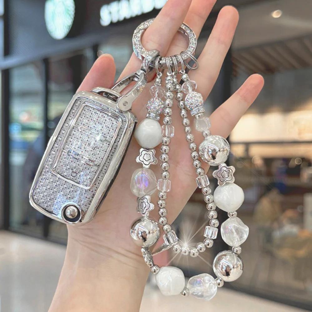 Car White Diamond TPU for Volkswagen Golf MK6 Polo Beetle Tiguan Touran Caddy Jetta Scirocco Remote Flip Folding Key Case Fob
