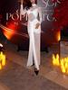 European-American Style Sexy See-Through Long Dress - Slim Fit, Round Neck, Open Back, Long Sleeve, Slit, Spring/Summer New Arrival