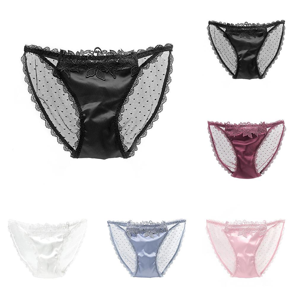 Underwear Briefs Back See Through Breathable Flower