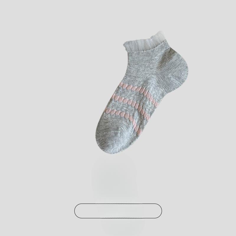 Female Summer Thin Small and Fresh Simple All Match Lace Boneless Boat Socks