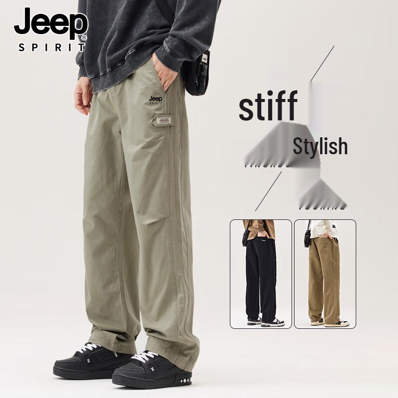 JEEP SPIRIT Men s Loose Straight Pure Cotton Work Pants 4XL