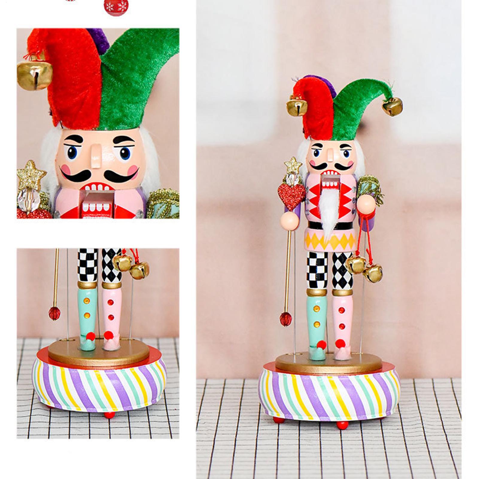 Рождественский Щелкунчик Музыкальная шкатулка Круглая основа Деревянная музыкальная шкатулка Украшение для дома Праздничная музыкальная шкатулка Орнамент Подарок-поделка Бесшумный China Mainland