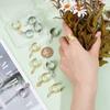 10Pcs 10 Style 304 Stainless Steel Open Cuff Rings Set, Stackable Rings with Charms, Leaf, Inner Diameter: 17~18mm, 1pc/style