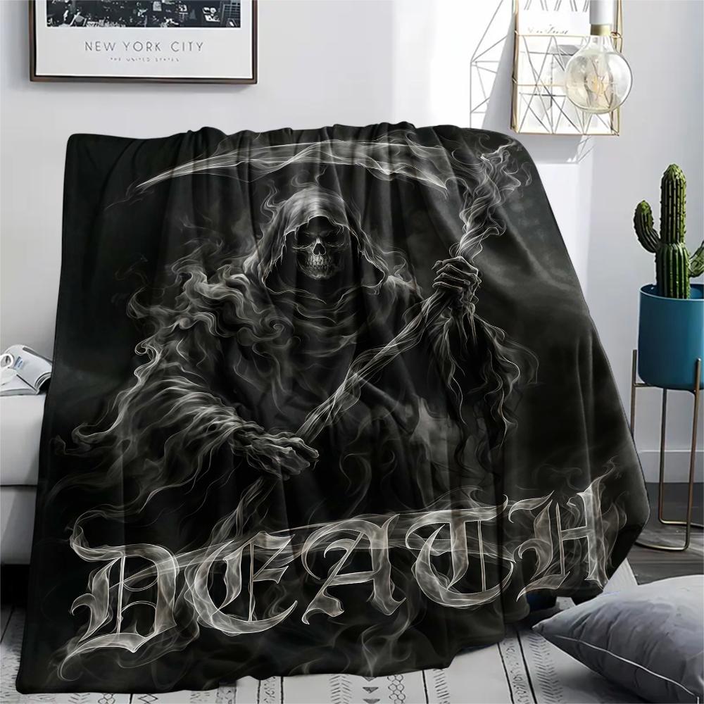 Dark Dead Dragon Unicorn Owl Print Flannel Blanket,High quality Comfortable for All Seasons,Home Decor,Warmth and Comfort,Perfect for Christmas Gifts