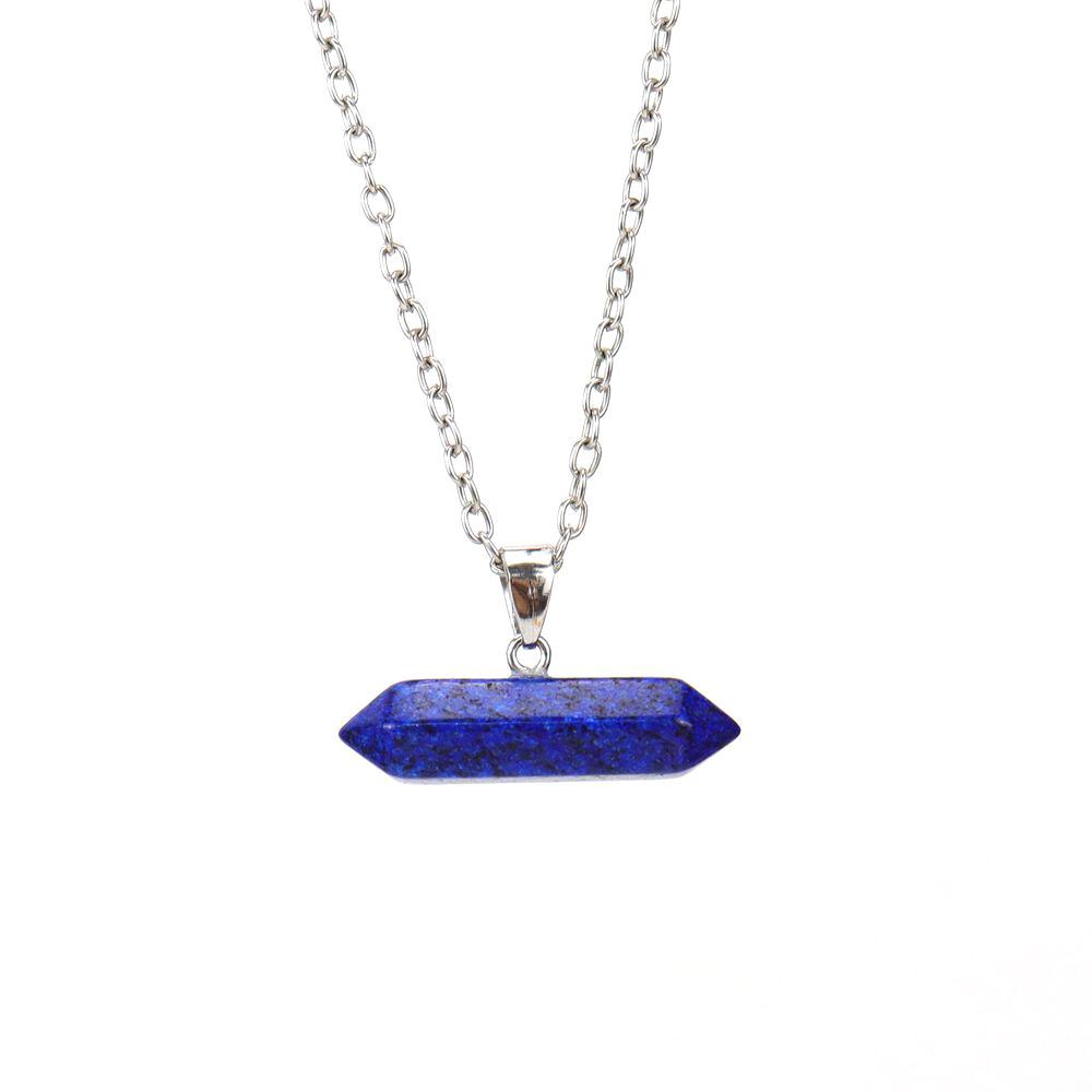 Creative Natural Stone Crystal Amethyst Agate Hexagonal Column Hexagonal Prism Six Pendant Necklace N668