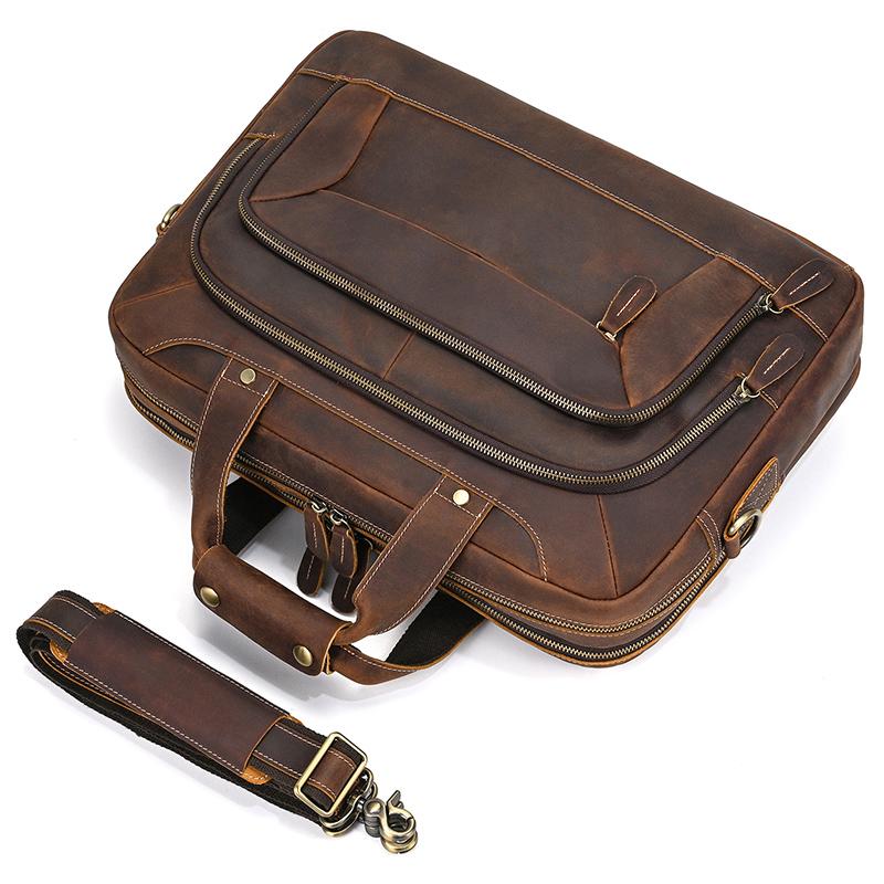 Briefcase Bag Men's Genuine Leather Briefcase Male Man Laptop Bag Natural Leather for Men Messenger Bag Large Vintage Men Bag
