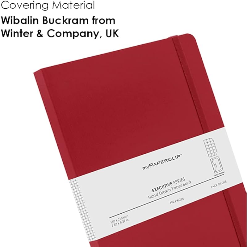 myPAPERCLIP Executive Series Notebook, A5 (148 x 210mm, 5.83 x 8.27 in.) Checks, ESX192A5-C Red