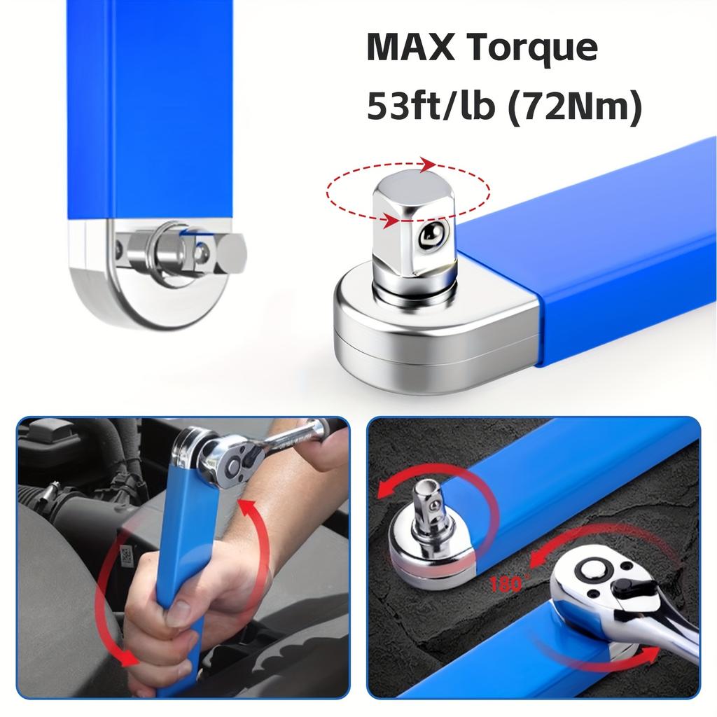 2-in-1 Multi-Function Ratchet Offset Extension Wrench180 Degree Swivel, High Torque, Non-Slip Handle, Durable Metal, Automotive Repair Hand Tools