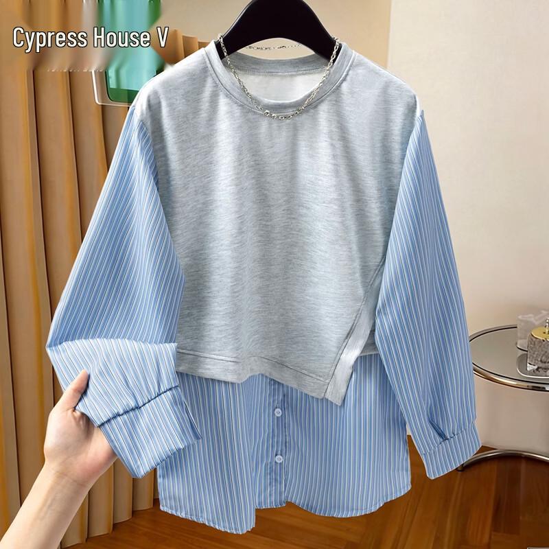 

Женский свитшот с круглым вырезом, сшитый в стиле «ложный» двухпредметный Free