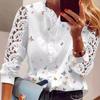 European & American Lace Patchwork Print Women's Shirt
