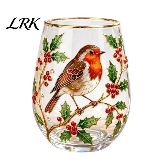 Стакан без ножки Колибри , Утренняя кружка, 18 унций, Цветочный сад , Для чая, кофе, сока, вина, Ручная роспись, Декор, Подарок маме, Узор E