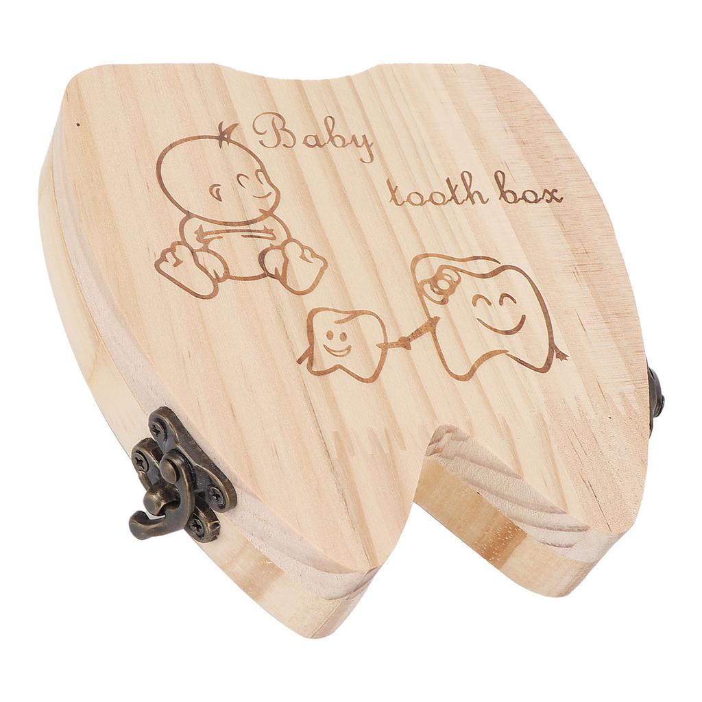 Teeth Storage Wooden Box Baby Tooth Keepsake Collecting Box Infants Kids Save Boxes