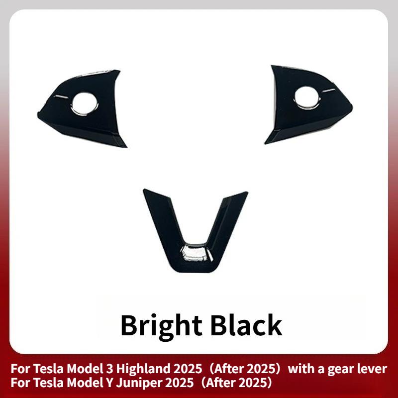For Tesla Model Y Juniper 2025 ABS Carbon Fiber Steering Wheel Panel Button Trim Sticker Gear Lever Trim Interior Accessories