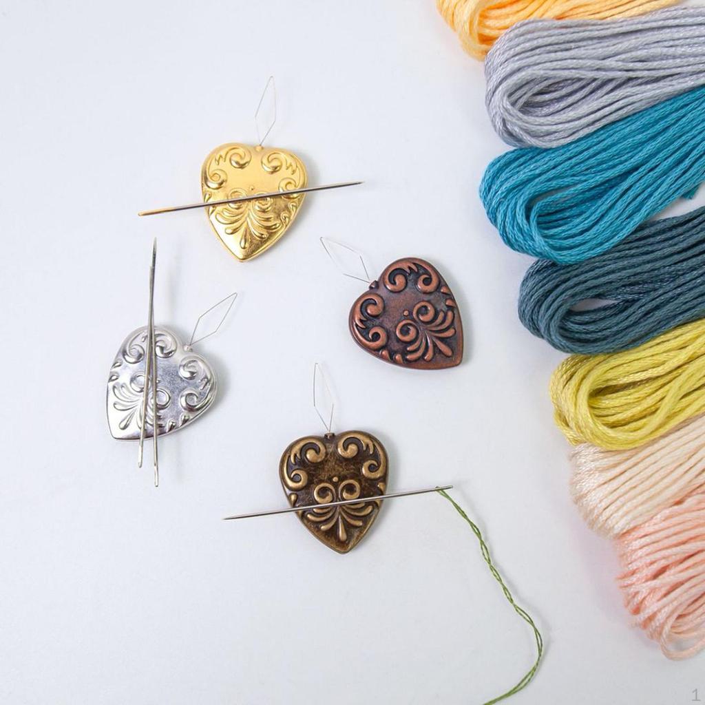 2 Pieces Embroidery Needle Threader Holders Portable Heart Shaped Threading Tool for