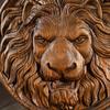 Vintage Wood Carving Animal Lion Head Crafts Wall Hanging Plaque, Retro Carving Home Decor