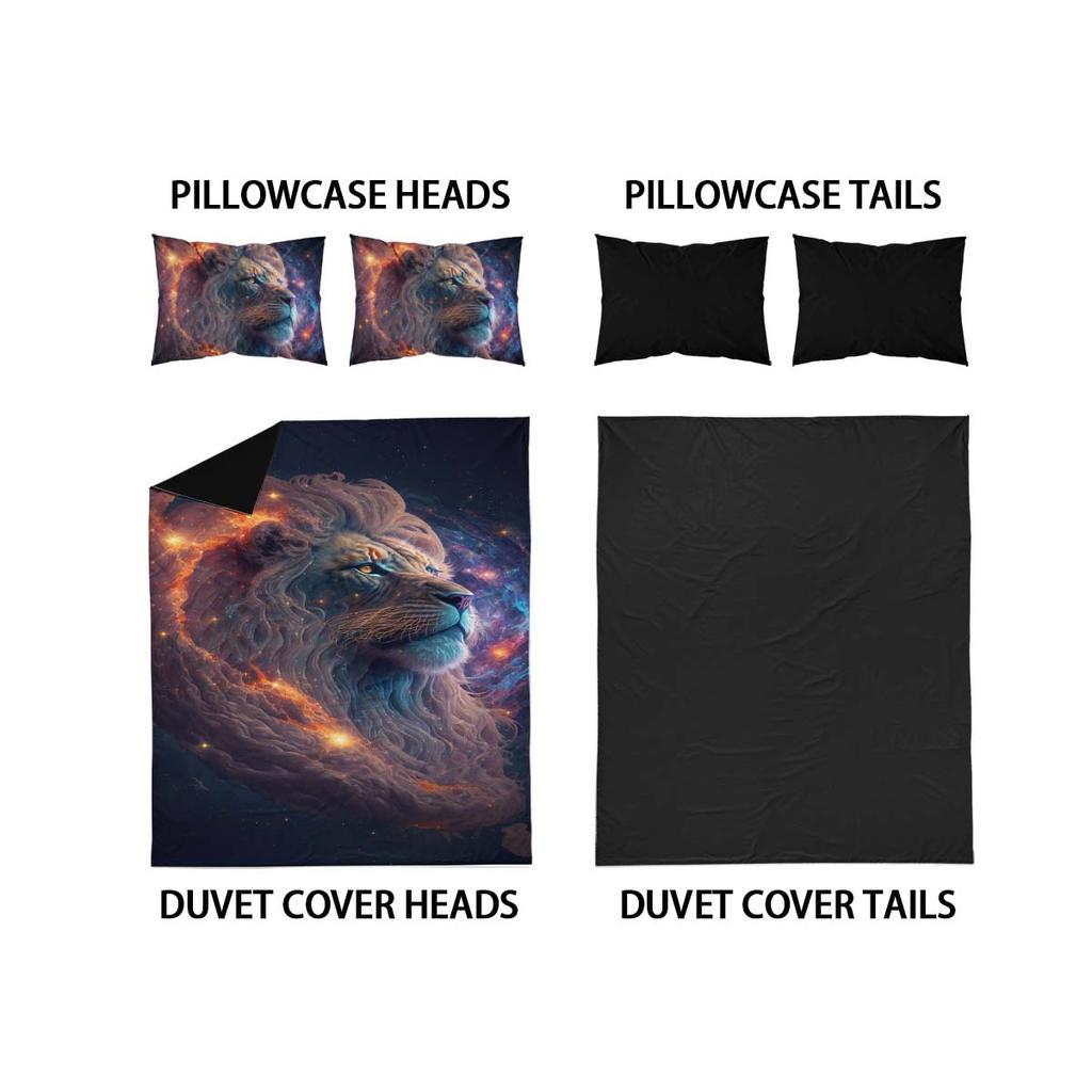 3D Digital Star Lion Polyester Three-Piece Quilt Cover Bedding Quilt Cover Pillowcase
