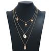 Women Unique Versatile Style Geometric Necklace Simple Shell Pendant Multi-layer Necklace