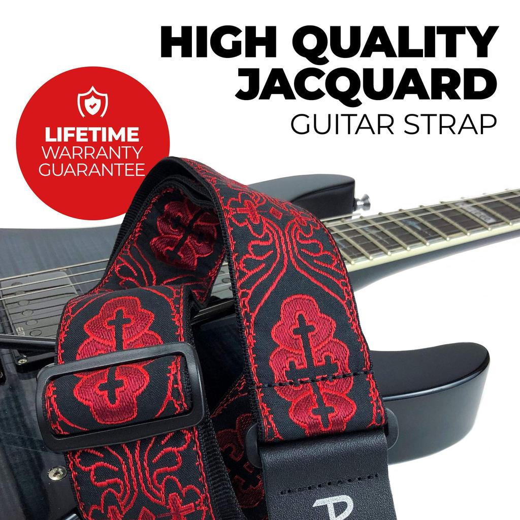 Jacquard Guitar Strap Cross Perri's TWS-7071 Black/Red
