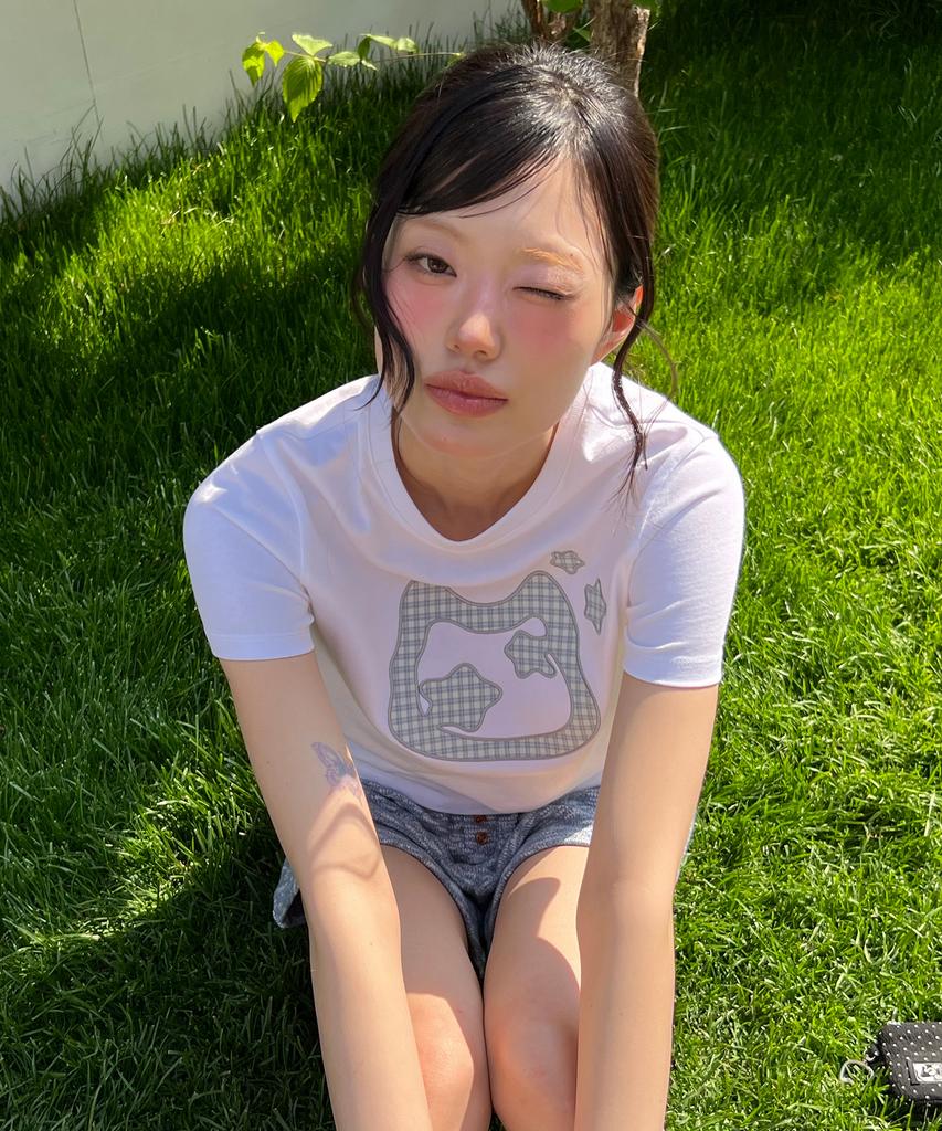 LMR Cat Symbol Applique Short Sleeve T-Shirt White