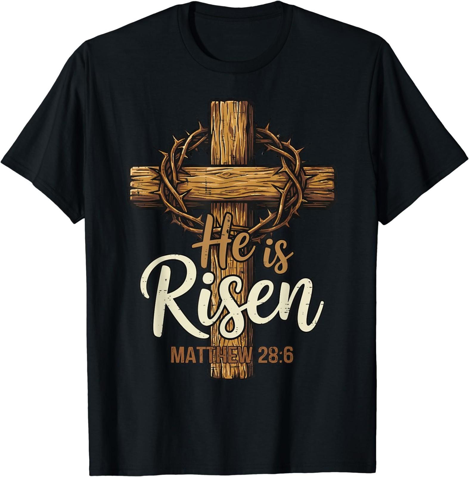 Easter Cross He is Risen Jesus Christian Men Women T-Shirt S разноцветный