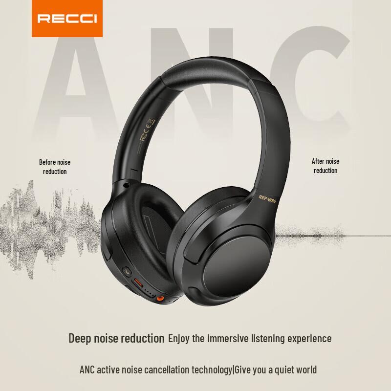 Recci REP-W86 ANC Noise Cancelling Over-Ear Wireless Headphones