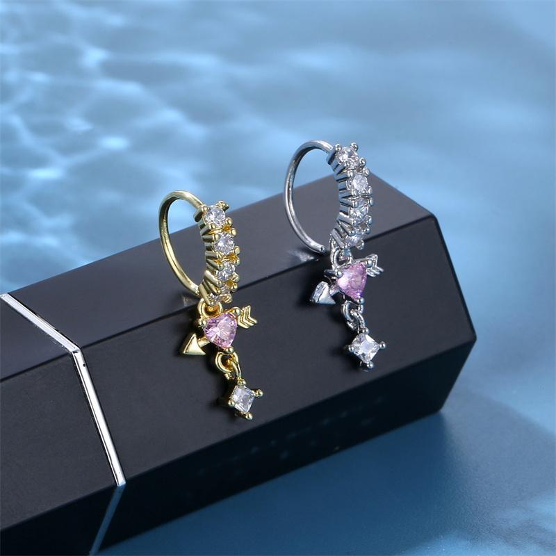 1Pc Inlaid With Stone Nose Ring Adjustable Piercing Nose Ring Cartilage Ring Jewelry
