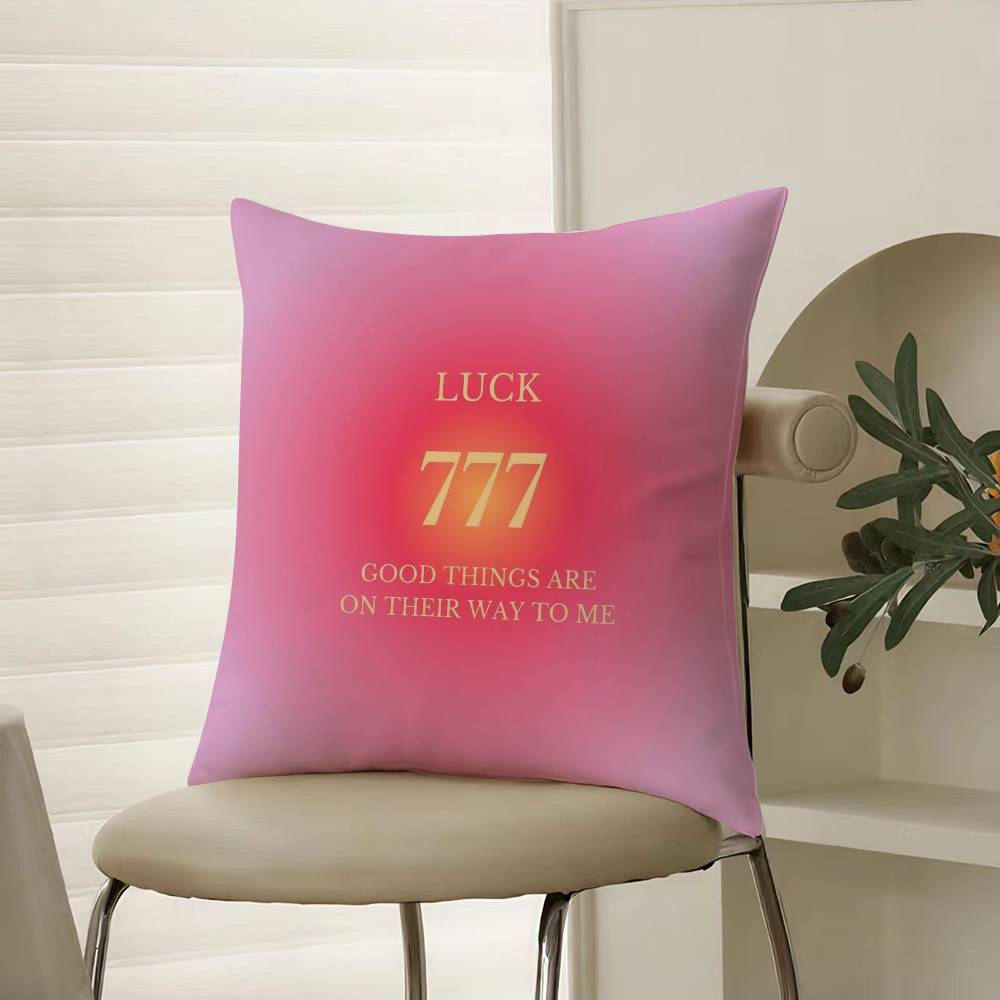 Fashion Pink Number Iucky 7 Pillow Case Comfort Sofa Bed Silky elegant Invisible zipper Decorative cushion cover