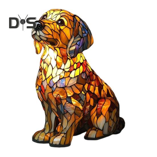 Stolní lampa Corgi Retro mořená pryskyřičná noční lampa s motivem psa LED stolní lampa pro domácí noční stolek dekorace milovníky psů dárek