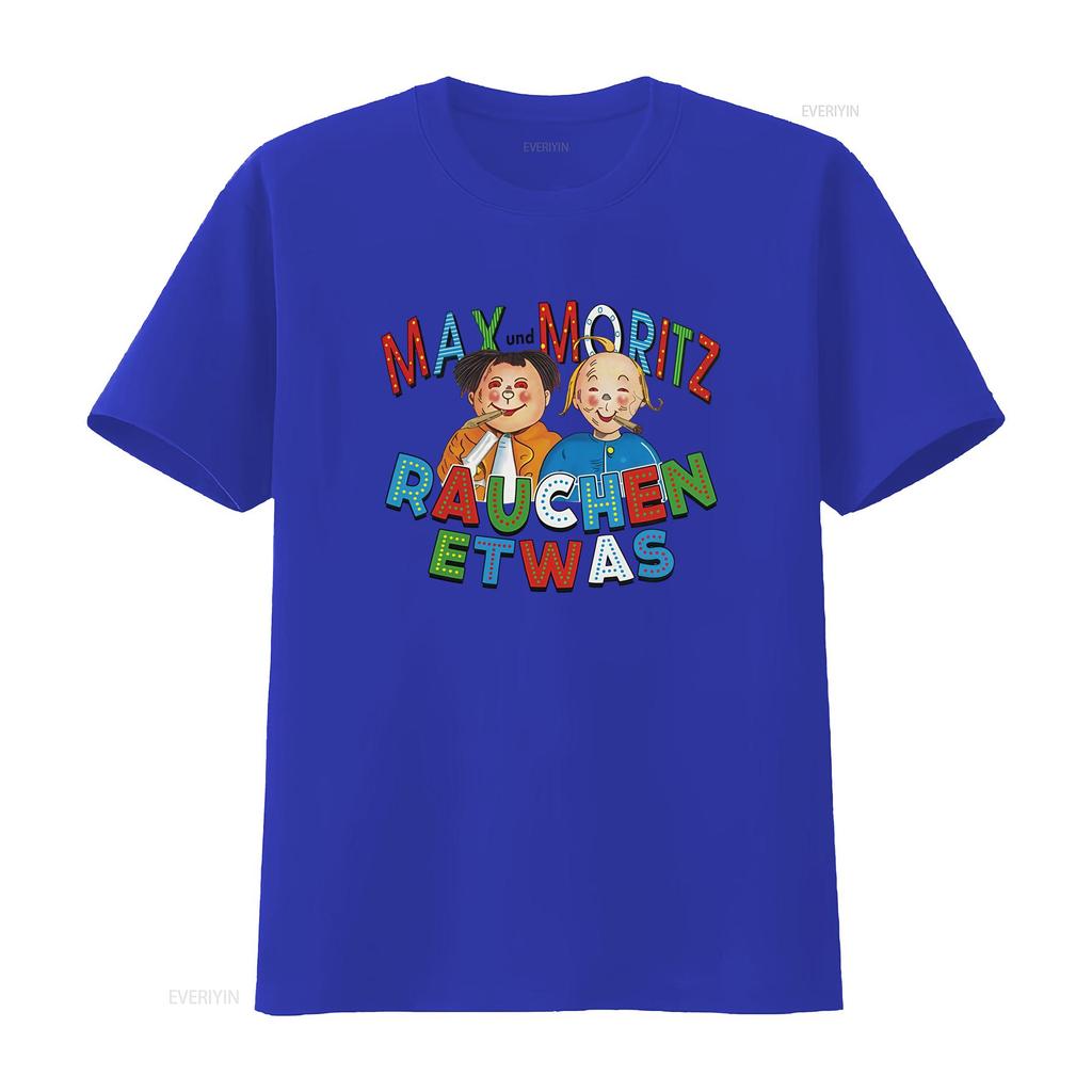Maglietta Max e Moritz Divertente Personaggio dei Cartoni Animati Idea di Design Abbigliamento Personale Vintage Lavata Top Per l'Uso Quotidiano Leggermente