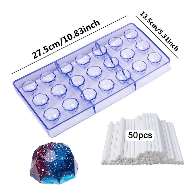 Chocolate Mold Plastic Lollipop Paper Stick Household Kitchen DIY Baking Tool Homemade Candies Rectangle Heart-shaped TMZ