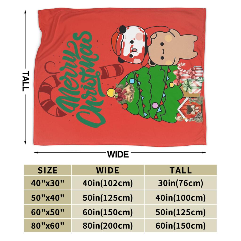 Bubu and Dudu Merry Christmas Tree Cute Santa Blanket Warm Soft Throw Blanket Winter Couch Chair Sofa Bed Funny Bedspread