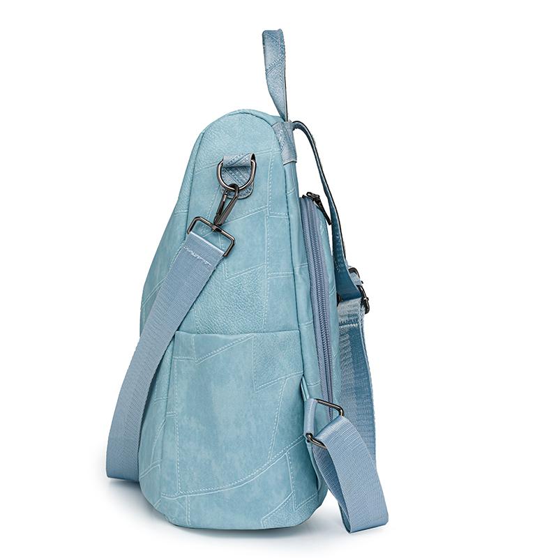 Pendler Rucksack aus weichem Leder Damen Rucksack mit großem Fassungsvermögen Einfarbige Reisetasche