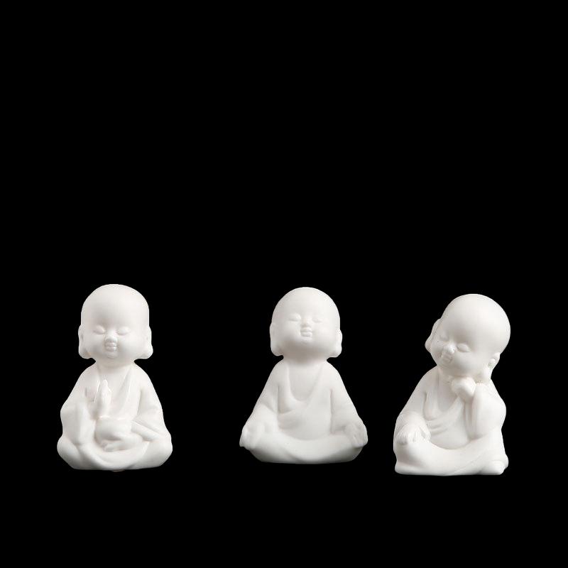Handmade Zen Little Monk White Porcelain Tea Pet