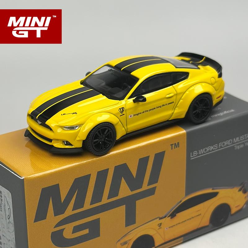 MINIGT 1:64 LBWK FORD MUSTANG Triple Yellow alloy Car Model 1077